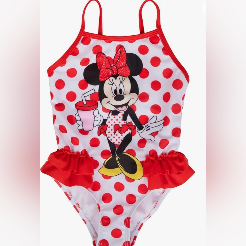 Disney Minnie Mouse Red Polka Dot One Piece Toddlers Swimsuit